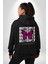 Kelebek Siyah Kapüşonlu Sweatshirt Kadın Erkek Ön Minimal Sırt Baskılı 5
