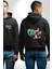 Cool Graffiti Baskılı Genç ve Sokak Modası Siyah Kapüşonlu Sweatshirt Kadın Erkek Ön Minimal Sırt Baskılı 2
