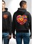 Renkli Aşk Çiçekleri Gerbera Papatya Siyah Kapüşonlu Sweatshirt Kadın Erkek Ön Minimal Sırt Baskılı 4
