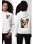 Sevimli Chihuahua Küçük Irk Köpek Beyaz Kapüşonlu Sweatshirt Kadın Erkek Ön Minimal Sırt Baskılı 4