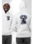 Güçlü Büyük Danua Köpek Dostu Beyaz Kapüşonlu Sweatshirt Kadın Erkek Ön Minimal Sırt Baskılı 4