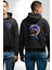 Renkli Sanatsal Yunus Neon Splash Siyah Kapüşonlu Sweatshirt Kadın Erkek Ön Minimal Sırt Baskılı 4
