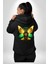 Yazlık Neon Sarı-Yeşil Kadın Melek Siyah Kapüşonlu Sweatshirt Kadın Erkek Ön Minimal Sırt Baskılı 3
