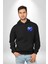 Ortanca Çiçeği Tasarımı Siyah Kapüşonlu Sweatshirt Kadın Erkek Ön Minimal Sırt Baskılı 2