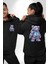 Digital Dreamer Teddy Bear Futuristic Siyah Kapüşonlu Sweatshirt Kadın Erkek Ön Minimal Sırt Baskılı 1