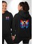 Kelebek Kanatlı Modern Genç Tasarımı Siyah Kapüşonlu Sweatshirt Kadın Erkek Ön Minimal Sırt Baskılı 1