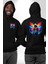 Kelebek Kanatlı Modern Genç Tasarımı Siyah Kapüşonlu Sweatshirt Kadın Erkek Ön Minimal Sırt Baskılı 4