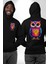 Neon Renkler Baykuş Siyah Kapüşonlu Sweatshirt Kadın Erkek Ön Minimal Sırt Baskılı 1