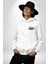 Neşeye Doğru Baskılı Şirin Ayı Tasarım Beyaz Kapüşonlu Sweatshirt Kadın Erkek Ön Minimal Sırt Baskılı 2