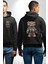 Akıllı Teknoloji Tarzı Ayıcık Siyah Kapüşonlu Sweatshirt Kadın Erkek Ön Minimal Sırt Baskılı 1