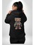 Akıllı Teknoloji Tarzı Ayıcık Siyah Kapüşonlu Sweatshirt Kadın Erkek Ön Minimal Sırt Baskılı 3