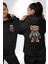 Akıllı Teknoloji Tarzı Ayıcık Siyah Kapüşonlu Sweatshirt Kadın Erkek Ön Minimal Sırt Baskılı 4