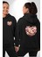 Gül Kalp Güzellik Sevgi Zarafet Simgesi Siyah Kapüşonlu Sweatshirt Kadın Erkek Ön Minimal Sırt Baskılı 4