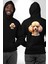 Zeki Popüler Poodle Köpek Dostu Siyah Kapüşonlu Sweatshirt Kadın Erkek Ön Minimal Sırt Baskılı 1