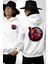 Neon Kelebek Kanatlı Mikrofonlu Genç Kız Beyaz Kapüşonlu Sweatshirt Kadın Erkek Ön Minimal Sırt Baskılı 1