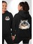 Himalayan Kedisi Siyah Kapüşonlu Sweatshirt Kadın Erkek Ön Minimal Sırt Baskılı 4