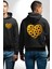Ayçiçeği Ile Özel Tasarım Kalp Bahar Siyah Kapüşonlu Sweatshirt Kadın Erkek Ön Minimal Sırt Baskılı 1