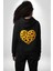 Ayçiçeği Ile Özel Tasarım Kalp Bahar Siyah Kapüşonlu Sweatshirt Kadın Erkek Ön Minimal Sırt Baskılı 3