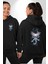 Su Perisi Sualtı Canavarı Tasarımı Siyah Kapüşonlu Sweatshirt Kadın Erkek Ön Minimal Sırt Baskılı 1