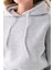 Kadın Kapüşonlu 3ip Şardonlu Crop Sweatshirt Gri - 2612 7