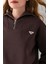 Kadın Dik Yaka Yarım Fermuarlı Kelebek Aksesuarlı 3ip Şardonlu Sweatshirt Kahverengi - 2663 7