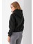Kadın Kapüşonlu 3ip Şardonlu Crop Sweatshirt Siyah - 2612 8