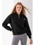 Kadın Dik Yaka Yarım Fermuarlı Kelebek Aksesuarlı 3ip Şardonlu Sweatshirt Siyah - 2663 5