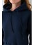 Kadın Kapüşonlu 3ip Şardonlu Crop Sweatshirt Lacivert - 2612 7