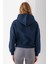 Kadın Kapüşonlu 3ip Şardonlu Crop Sweatshirt Lacivert - 2612 8