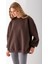 Kadın Bisiklet Yaka Oversize 3ip Şardonlu Basic Sweatshirt Kahverengi - 2662 3
