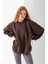 Kadın Bisiklet Yaka Oversize 3ip Şardonlu Basic Sweatshirt Kahverengi - 2662 5