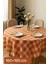 Fiber Kareli Masa Örtüsü Sofra Bezi Ekose Desen 160X160 cm Turuncu 2