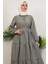 Standart Yaka Düğmeli Elbise Gri 5