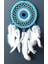 Nazar Boncuğu Motifli Turkuaz Rengi Dream Catcher Beyaz Kuş Tüylü Düş Kapanı Duvar Süsü 3