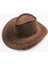 Bağcıklı Çocuk Boy Nubuk Süet Kovboy Şapkası Koyu Kahve Renk 1