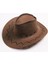 Bağcıklı Çocuk Boy Nubuk Süet Kovboy Şapkası Koyu Kahve Renk 2