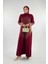 18306 Sim Detay Triko Elbise Bordo 1