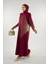 18306 Sim Detay Triko Elbise Bordo 3