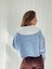 Kısa Kalp Düğmeli Hırka Kadın Mavi 3