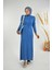 Kalın Fitilli Bel Kuşaklı Elbise 18319 Indigo 1