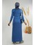 Kalın Fitilli Bel Kuşaklı Elbise 18319 Indigo 2