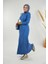 Kalın Fitilli Bel Kuşaklı Elbise 18319 Indigo 3