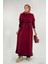 Örgü Detay Triko Elbise 18312 Bordo 1