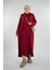 Boğazlı Triko Elbise 18209 Bordo 1
