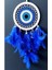Saks Mavisi Kuş Tüylü Dream Catcher Nazar Boncuğu Motifli Düş Kapanı Duvar Süsü 3