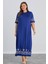 Kadın Aysar Kısa Kol Baskılı Iki Ip Boydan Mavi Elbise 1