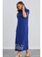 Kadın Aysar Kısa Kol Baskılı Iki Ip Boydan Mavi Elbise 2