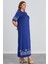 Kadın Aysar Kısa Kol Baskılı Iki Ip Boydan Mavi Elbise 4