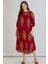 Kadın Fatoş Cep Detaylı Dokuma Viskon Kırmızı Gömlek Elbise 1