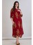 Kadın Fatoş Cep Detaylı Dokuma Viskon Kırmızı Gömlek Elbise 2